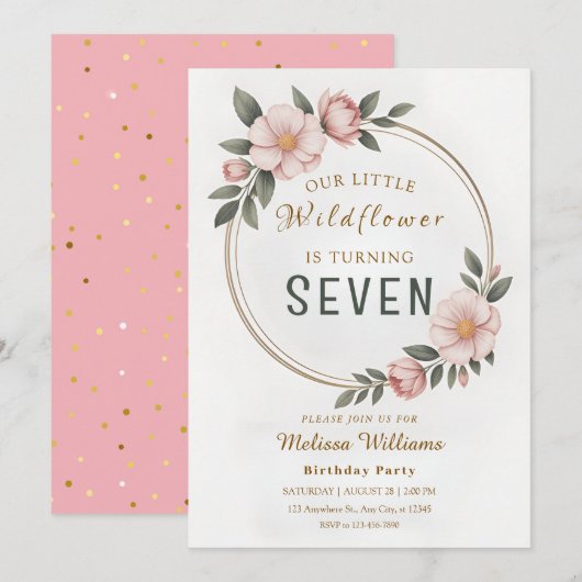 Wildflower Level 7 Birthday Kaart (Voorkant / Achterkant)