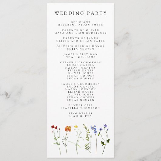 Wildflower LGBTQ Gay Pride Bloemenbruiloft Programma (Achterkant)
