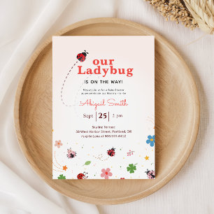 Wildflower Lieveheersbeestje Meisje Baby Shower Kaart