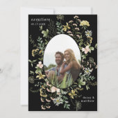 Wildflower Lijst 2 foto bruiloft QR Code Zwart Save The Date (Voorkant)