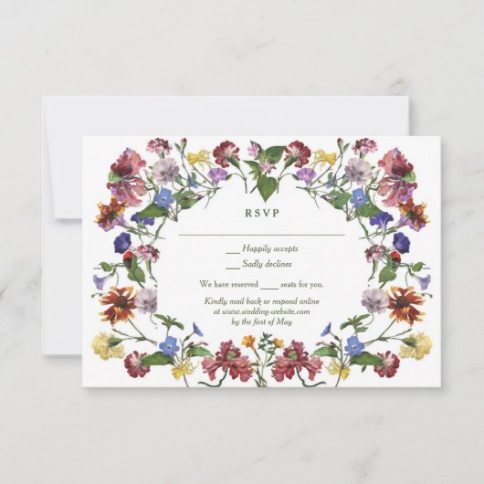 Wildflower Lijst Rustic Boho Wedding RSVP (Voorkant)