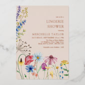 Wildflower Lingerie Shower Rustic Roos Gold Folie Uitnodiging (Voorkant)