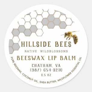 Wildflower Lip Balm Label met Honingraat & Bijen