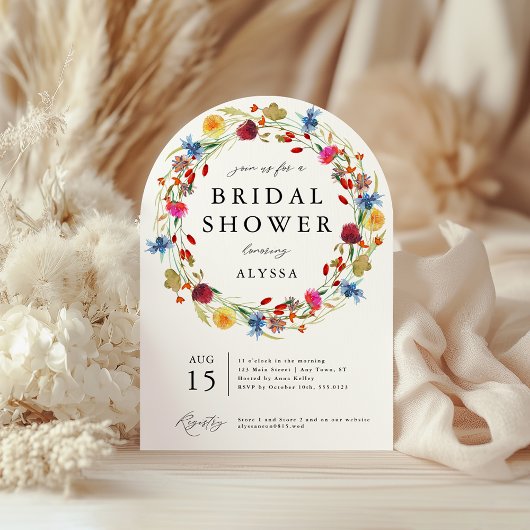 Wildflower Love in Bloom Pattern Back Shower Arch Kaart