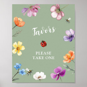 Wildflower Lovebug Baby Shower Favoren Poster