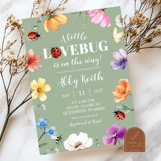 Wildflower Lovebug Baby Shower Invitation