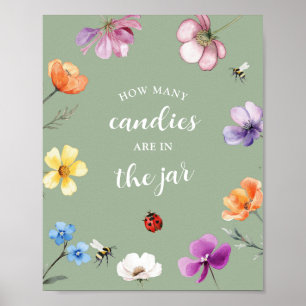 Wildflower Lovebug Baby Shower Spelbord Poster