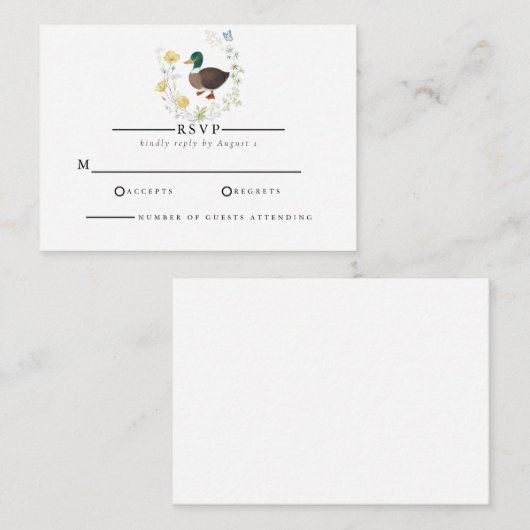 Wildflower Mallard Duck bruiloft Informatiekaartje (Voorkant / Achterkant)