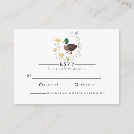 Wildflower Mallard Duck bruiloft Informatiekaartje (Voorkant)