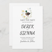 Wildflower Mallard Duck Wedding Save the Date (Voorkant / Achterkant)
