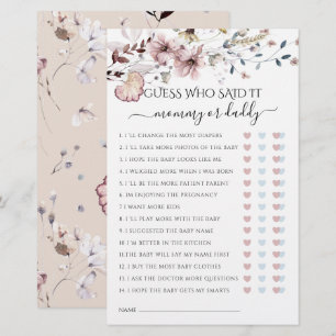 Wildflower mam of pap zei het Baby shower spel