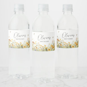 Wildflower Mama naar Bee Baby shower Waterfles Etiket