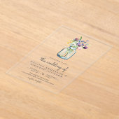 Wildflower Mason Jar Wedding Acryl Uitnodigingen (Laagn)