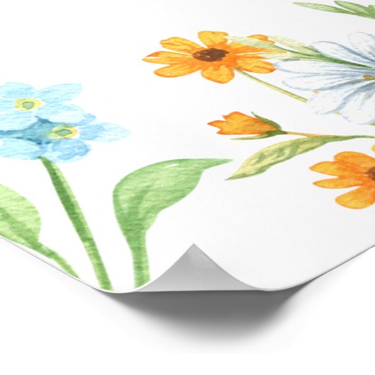 Wildflower Meadow Bloem Grens Bruiloft Script Poster (Hoek)