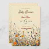 Wildflower Meadow Boho Baby shower Kaart (Voorkant / Achterkant)