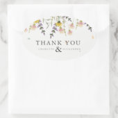 Wildflower Meadow Bruiloft Dank u Favor Ovale Sticker (Tas)
