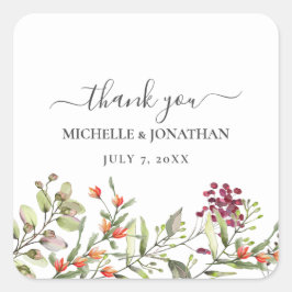 Wildflower Meadow Bruiloft Dank u Favorieten Vierkante Sticker