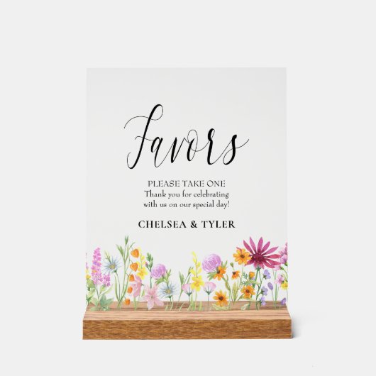 Wildflower Meadow Bruiloft Favor Tafel Acryl Bord (Voorkant)
