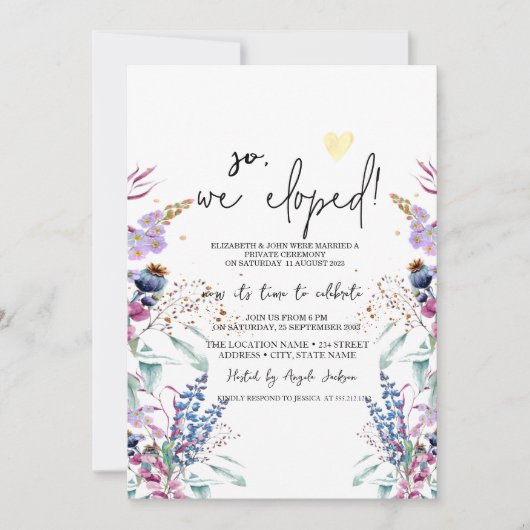 Wildflower Meadow Elopement Kaart (Voorkant)