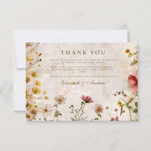 Wildflower Meadow Fall Wedding Bedankkaart (Voorkant)