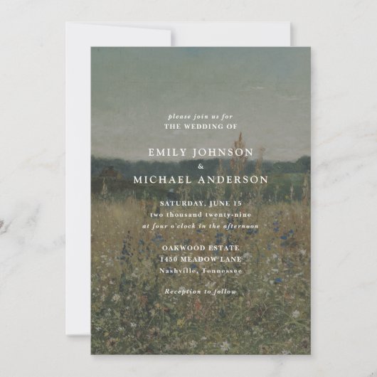 Wildflower Meadow fine art bruiloft uitnodiging (Voorkant)