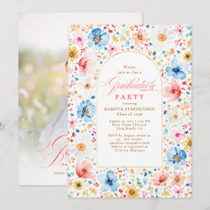 Wildflower Meadow Floral Elegant Garden Afstuderen Kaart