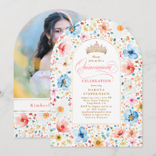 Wildflower Meadow Floral Garden Quinceanera Foto Kaart