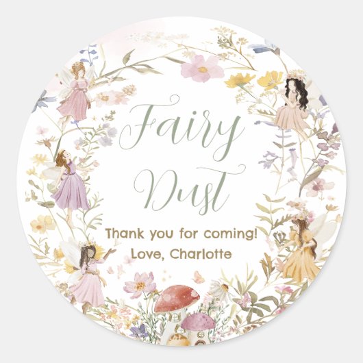 Wildflower Meadow Flowers Verjaardag Fairy Dust Ronde Sticker (Voorkant)
