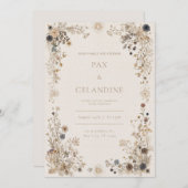 Wildflower Meadow folk bruiloft Kaart (Voorkant / Achterkant)