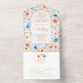 Wildflower Meadow Garden Bloemenboog bruiloft All In One Uitnodiging (Binnen)