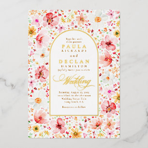 Wildflower Meadow Garden Floral Boho Wedding Folie Uitnodiging