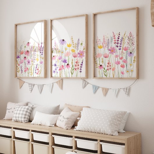 Wildflower Meadow Girls Nursery Muurkunst Sets