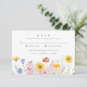 Wildflower Meadow Lente Zomer Bruiloft RSVP Kaartje