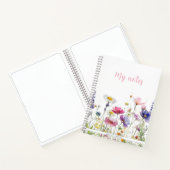 Wildflower Meadow Pink Script Double sided Notitieboek (Binnen)