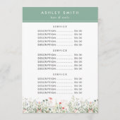 Wildflower Meadow Prijs Menu (Achterkant)