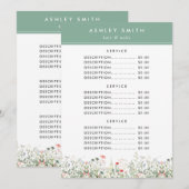 Wildflower Meadow Prijs Menu (Voorkant / Achterkant)