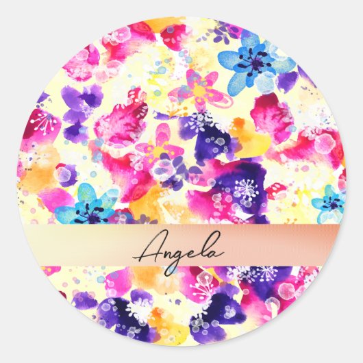 Wildflower Meadow Shabby Flowers Ronde Sticker (Voorkant)