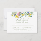 Wildflower Meadow Spring Bloemen Kleurrijk RSVP Kaartje (Voorkant)