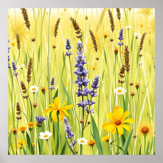 Wildflower Meadow Summer Pattern Poster (Voorkant)