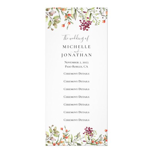 Wildflower Meadow Trouwprogramma Reclamekaart (Voorkant)