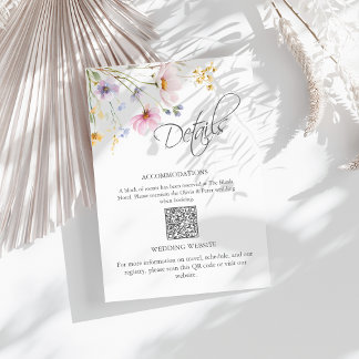 Wildflower Meadow Wedding Details QR Code Card Informatiekaartje