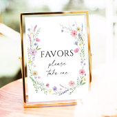 Wildflower Meadow Wreath Wedding Favors Sign Poster