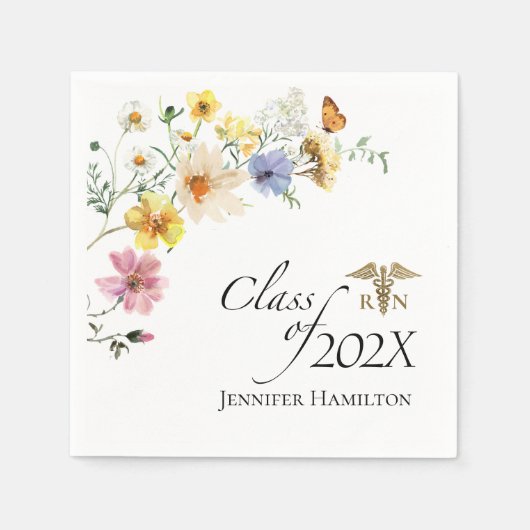 Wildflower Medical Nursing | Klasse van Afstuderen Servet (Voorkant)