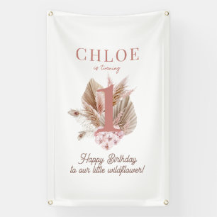 Wildflower Meisje 1e Verjaardag Party Banner