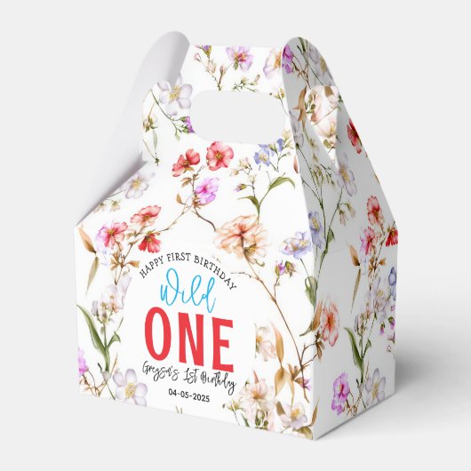 Wildflower Meisje 1e Verjaardagsfeest Bedankdoosjes (Voorkant Zijde)