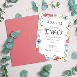 Wildflower Meisje 2e Verjaardag Bloemenvlinder Sch Kaart