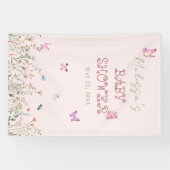 Wildflower Meisje Baby shower Bloemen Foto Achterg Spandoek (Horizontaal)
