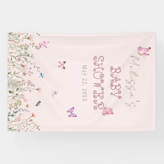 Wildflower Meisje Baby shower Bloemen Foto Achterg Spandoek (Horizontaal)