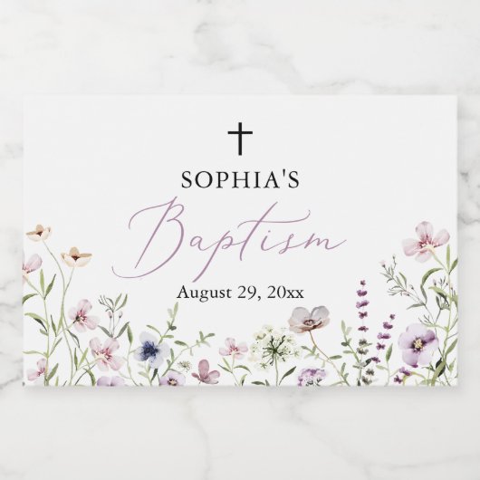 Wildflower meisje doop mousserende wijn fles label sparkling wijnetiket (Enkel label)