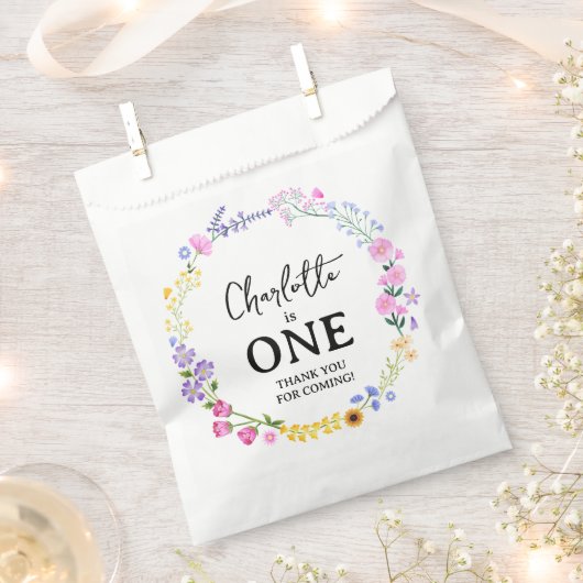 Wildflower meisje eerste verjaardag dank u bedankzakje (Geknipt)